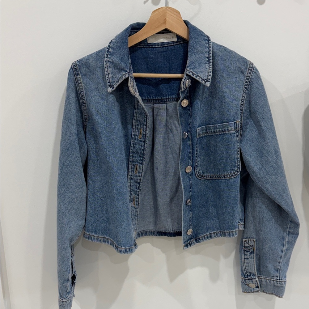 Zara Cropped Denim Shirt